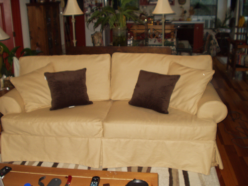 Gold Cotton Sofa Slipcover